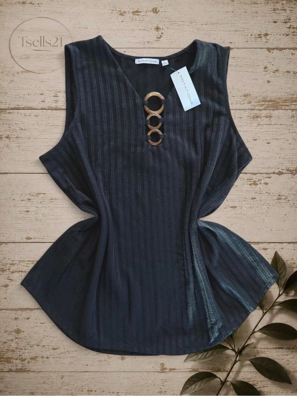 NWT Notations Ribbed Sleeveless Ring Front Top - Size XL